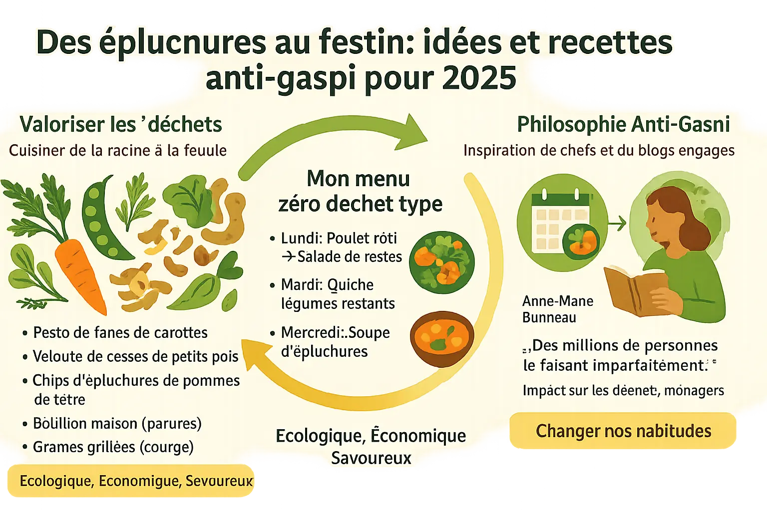 Illustration cuisine zéro déchet