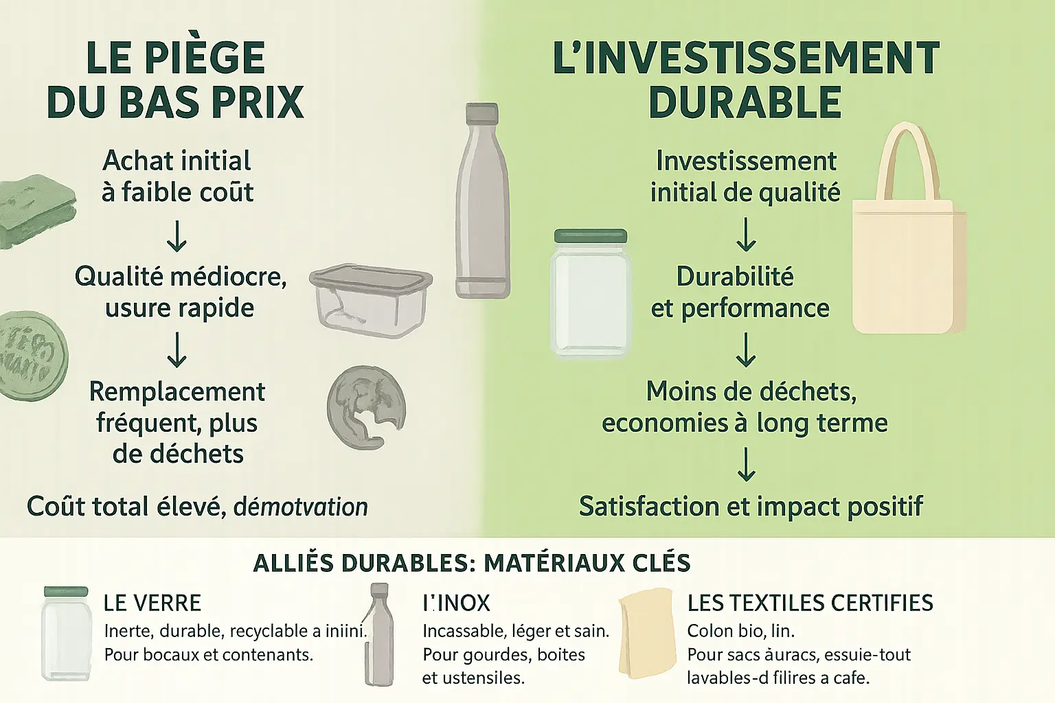 Éponges réutilisables sur fond de cuisine zero déchet