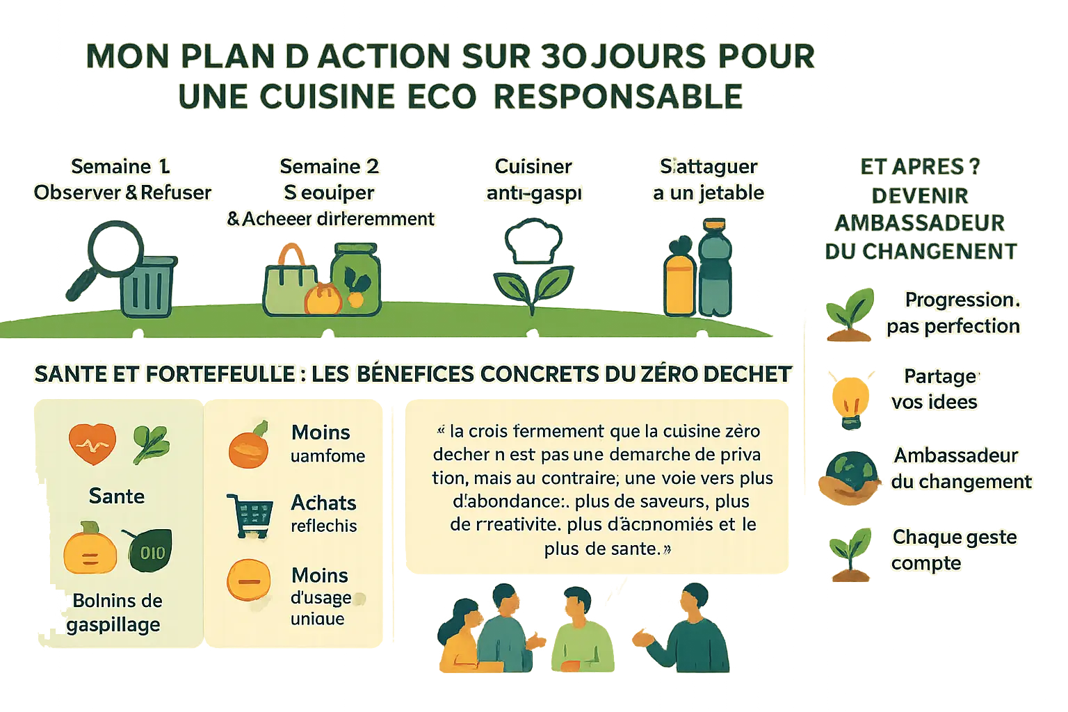 Illustration cuisine zéro déchet 2025