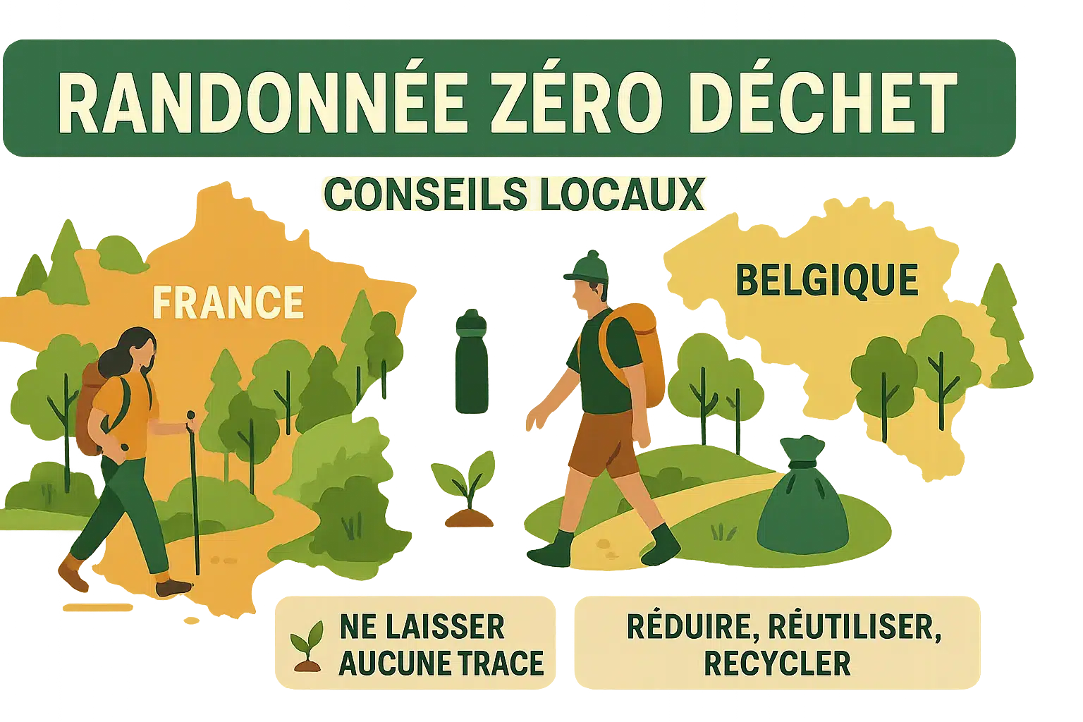 Illustration randonnée zéro déchet