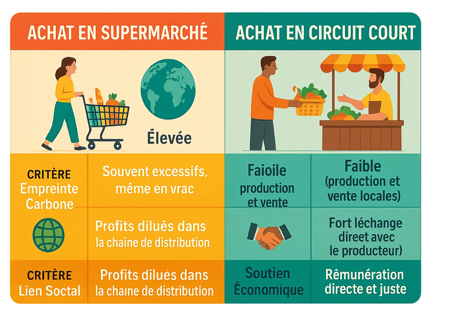 Illustration de produits locaux et circuits courts
